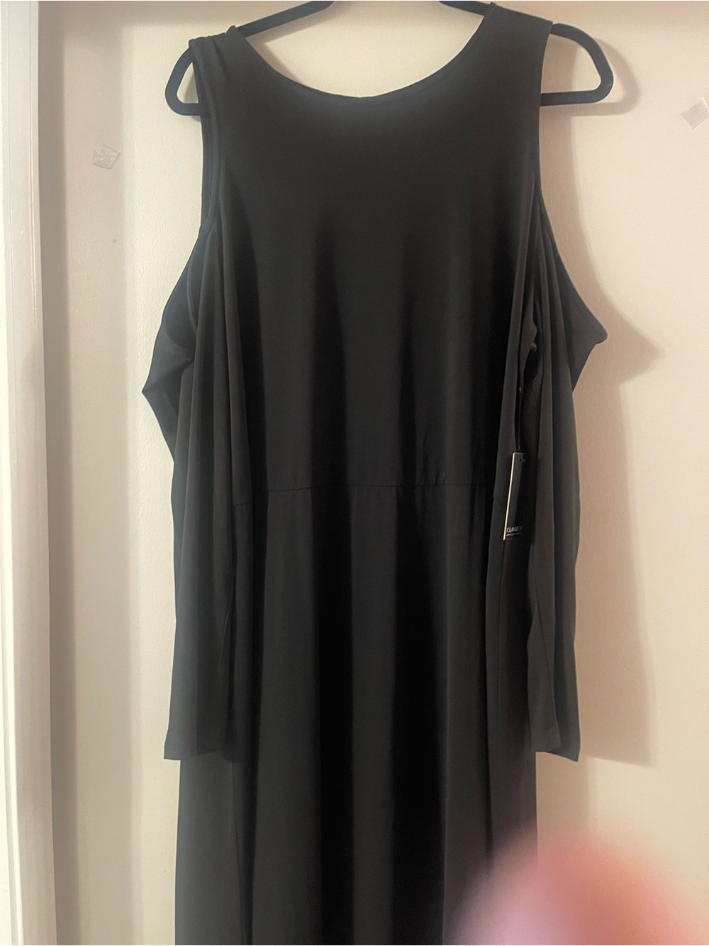 Eloquii Black Long-Sleeve Cold-Shoulder Maxi Dress